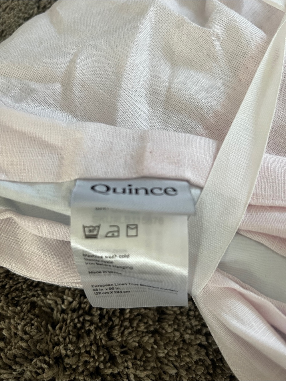 Quince True Blackout European linen curtain panel- blush- 48x96 - Picture 5 of 5
